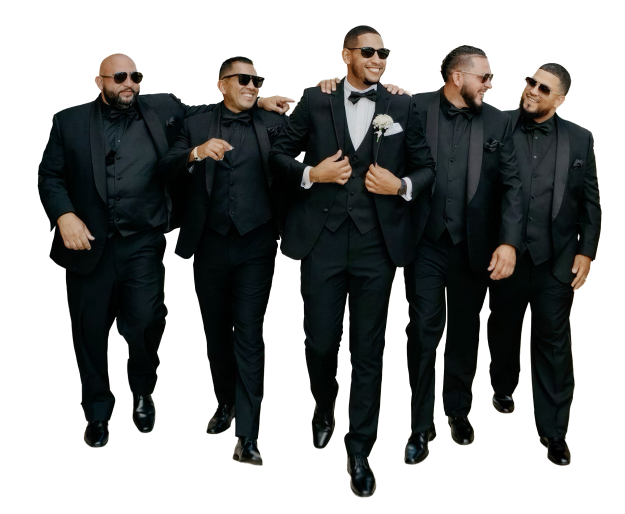 Convidados em trajes elegantes